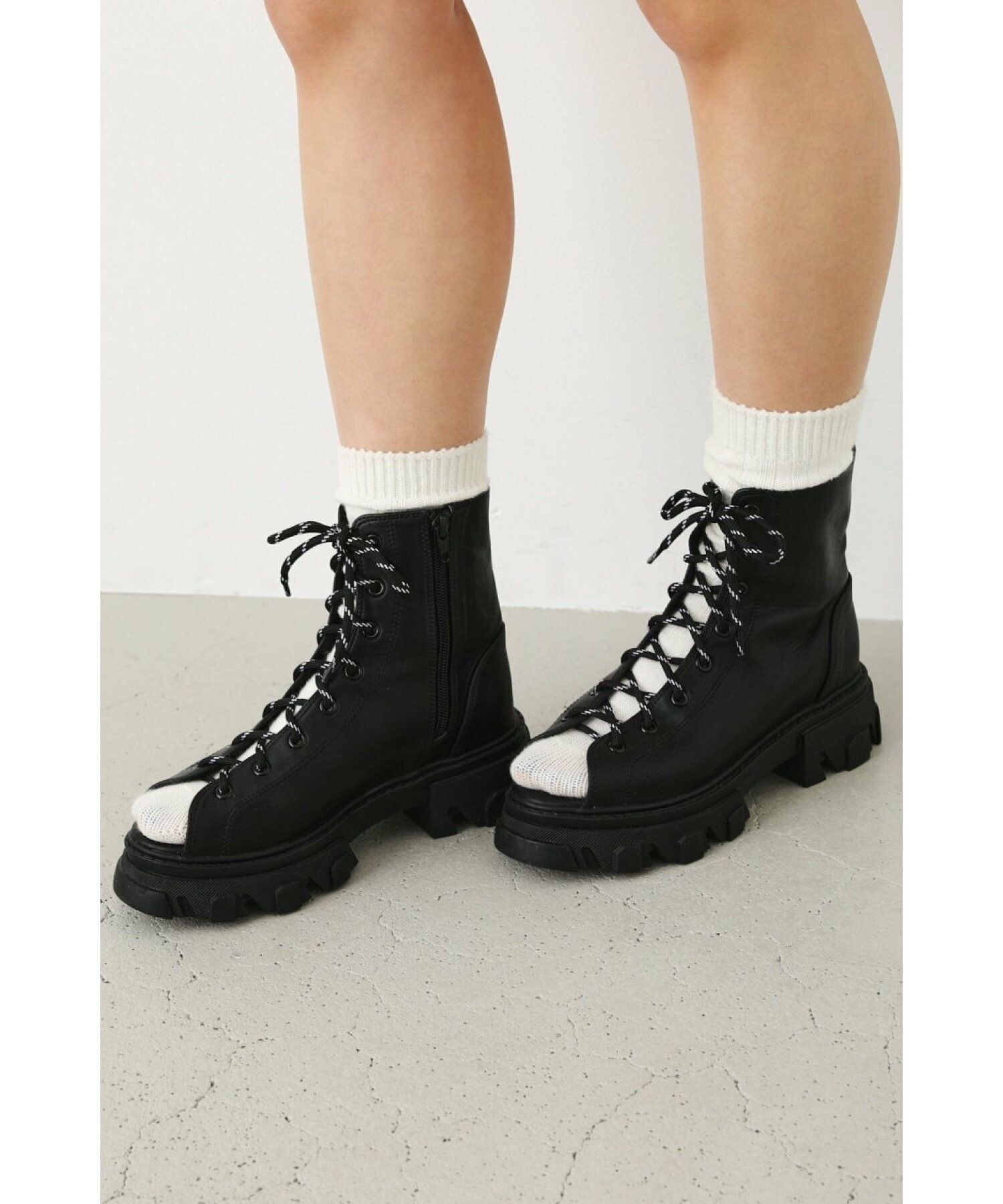 OPEN TOE LACE BOOTS